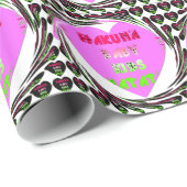 Papier Cadeau Baby Pink Hearts Hakuna Matata Baby Kids Design.p (Coin rond)