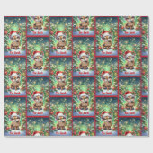 Papier Cadeau Baby Reindeer Ajouter Nom de l'enfant Mignonne Noë (Plat)