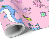 Papier Cadeau Baby Shark Family Doo Doo Joyeux anniversaire (Coin rond)