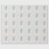 Papier Cadeau Baby shower à ballon à air éléphant (Plat)