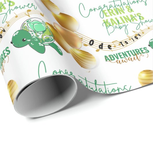 Papier Cadeau Baby shower à la Tortue mûre (Coin rond)