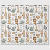 Papier Cadeau Baby shower animal de la Jungle Cute Safari (Plat)