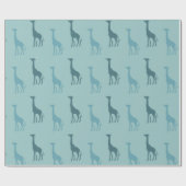 Papier Cadeau Baby shower Aqua Giraffes (Plat)
