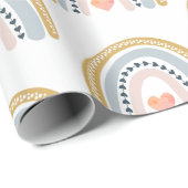 Papier Cadeau Baby shower arc-en-ciel Boho (Coin rond)
