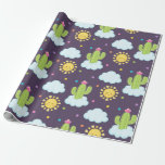 Papier Cadeau Baby Shower au Paradis des Succulentes<br><div class="desc">Papier d'emballage funky cactus.</div>