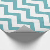 Papier Cadeau Baby Shower Blanc et Aqua à Chevron (Coin)