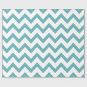 Papier Cadeau Baby Shower Blanc et Aqua à Chevron (Plat)