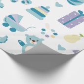 Papier Cadeau Baby shower blanc et bleu (Coin)