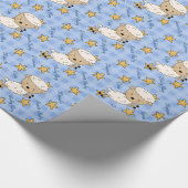 Papier Cadeau Baby shower bleu mignon de garçon d'agneau (Coin)