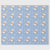 Papier Cadeau Baby shower bleu mignon de garçon d'agneau (Plat)