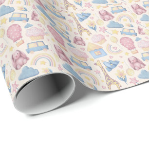 Papier Cadeau Baby-Shower Bohème Mignon