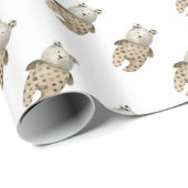 Papier Cadeau Baby shower Boho de l'ours à l'aquarelle (Coin rond)