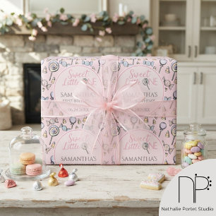 Papier Cadeau Baby Shower Bonbon Rose Bébé Douce