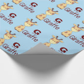 Papier Cadeau Baby shower Brown et bleu Giraffe (Coin)