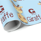 Papier Cadeau Baby shower Brown et bleu Giraffe (Coin rond)