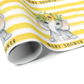 Papier Cadeau Baby shower chic Sunflower Elephant Stripes (Coin rond)