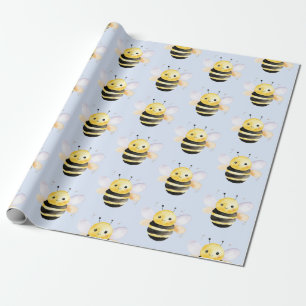 Papier Cadeau Baby shower, conception d'abeilles aquarelle migno