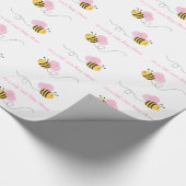 Papier Cadeau Baby shower d'abeille rose (Coin)