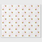 Papier Cadeau Baby shower d'abeille rose (Plat)