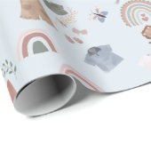 Papier Cadeau baby shower d'aquarelle arc-en-ciel boho papier d' (Coin rond)