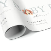 Papier Cadeau Baby shower d'aquarelle Cute Boho Pastel Lion (Coin rond)