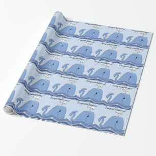 Papier Cadeau Baby shower de baleine de bleu marine