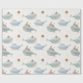 Papier Cadeau Baby shower de baleines adorable (Plat)