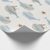 Papier Cadeau Baby shower de baleines adorable (Coin)