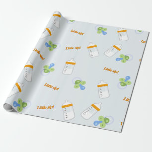 Papier Cadeau Baby shower de bouteille pour bébé doux et cadeau