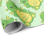 Papier Cadeau Baby shower de dragon vert (Coin rond)