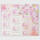 Papier Cadeau Baby shower de fleurs de cerisier d'aquarelle (Plat)