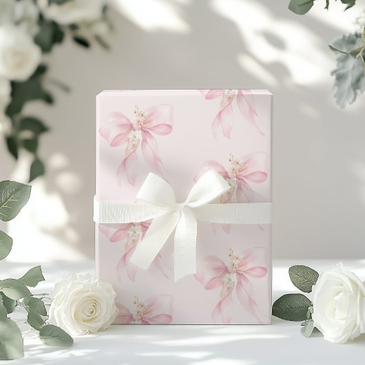Papier Cadeau Baby shower de fleurs de cerisier rose Bow
