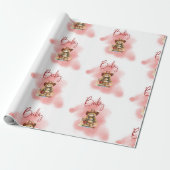 Papier Cadeau Baby shower de garçon pompier Teddy Bear (Déroulé)