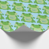 Papier Cadeau Baby shower de grenouille bleu (Coin)