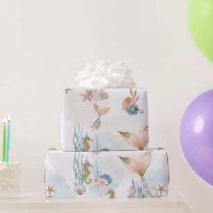 Papier Cadeau Baby shower de la queue de sirène rose