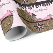 Papier Cadeau Baby shower de léopard rose doux (Coin rond)