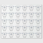 Papier Cadeau Baby shower de mouton bleu doux (Plat)