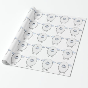 Papier Cadeau Baby shower de mouton bleu doux