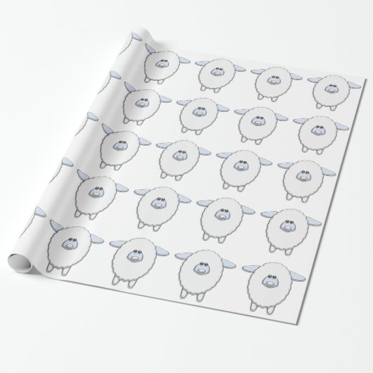Papier Cadeau Baby shower de mouton bleu doux (Déroulé)
