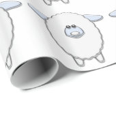 Papier Cadeau Baby shower de mouton bleu doux (Coin rond)
