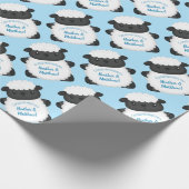 Papier Cadeau Baby shower de mouton ferme Blue Boy (Coin)