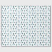 Papier Cadeau Baby shower de navire à roquettes bleu blanc illus (Plat)