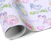 Papier Cadeau Baby shower de petits dinosaures (Coin rond)