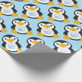 Papier Cadeau Baby shower de pingouin bleu (Coin)
