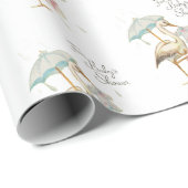Papier Cadeau Baby shower de ruban Fleur sauvage Stork (Coin rond)