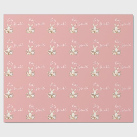 Papier Cadeau Baby shower de script blanc rose pour bébé (Plat)