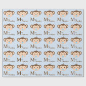 Papier Cadeau Baby shower de singe doux (Plat)