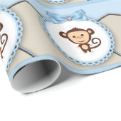 Papier Cadeau Baby shower de singe doux (Coin rond)