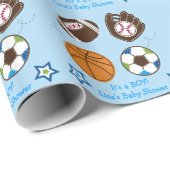 Papier Cadeau Baby shower de sports (Coin rond)