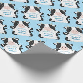 Papier Cadeau Baby shower de vache bleu (Coin)